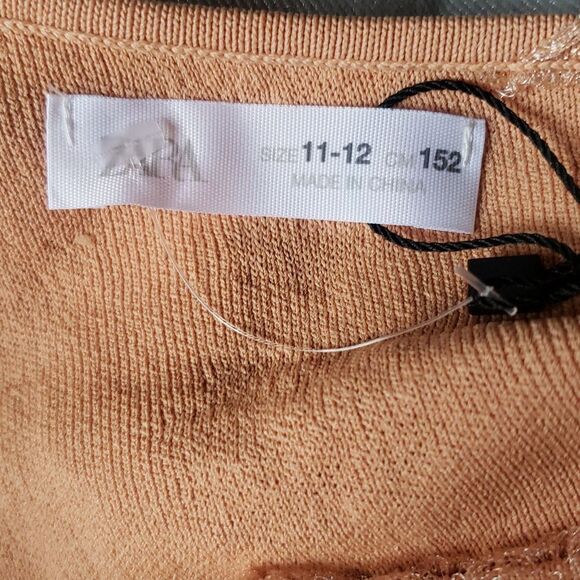 Zara Kids 11-12 Peach Asymmetrical One Shoulder Cropped Top - Picture 7 of 7